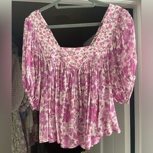 SPELL mossy short sleeve blouse in pink